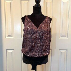 PAIGE Cheetah Leopard Print Nadynne Twisted Strap Sleeveless Bodysuit Top Size S